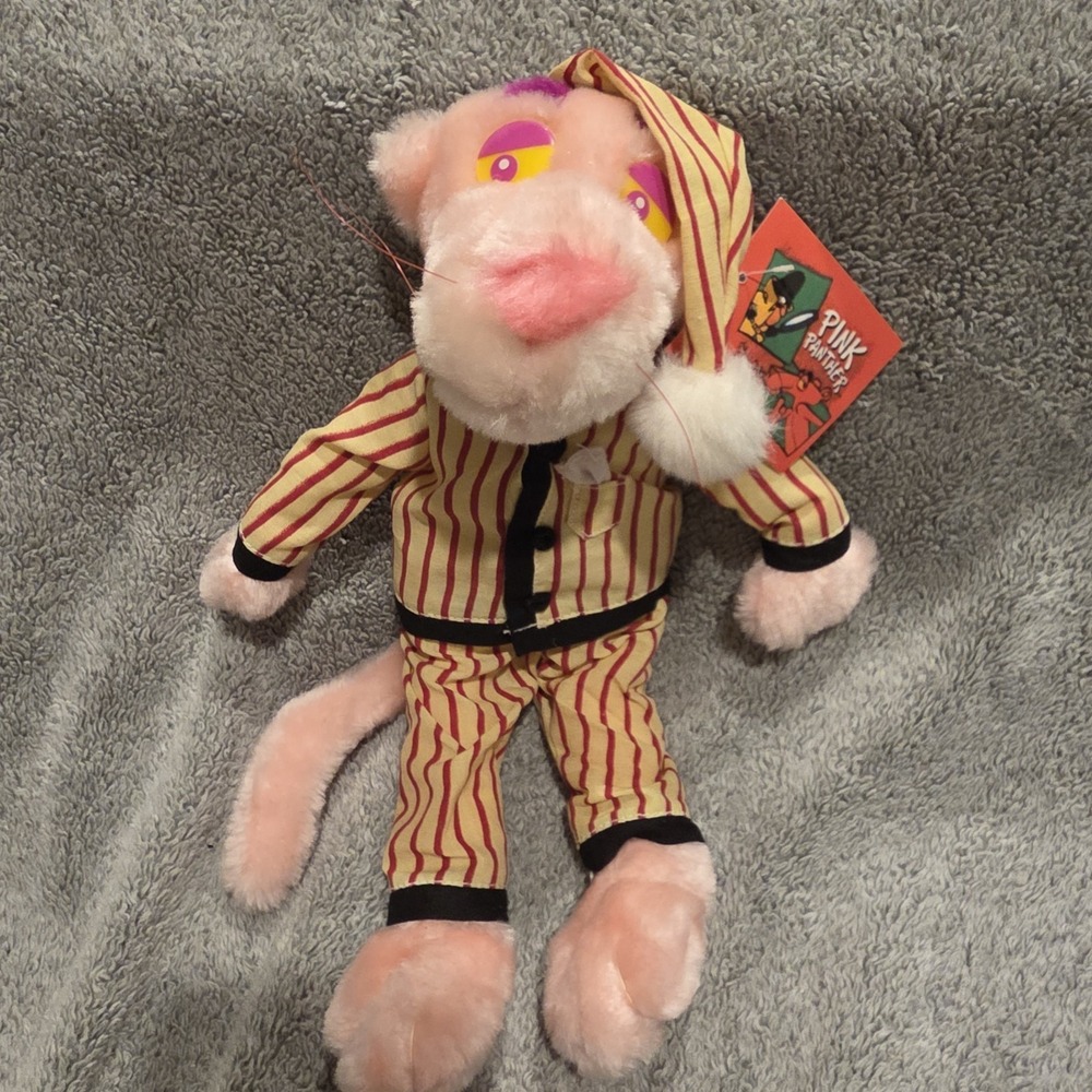Pink Panther Plush 10" In Pajamas & Stocking Cap Vintage 1999 - Picture 1 of 6